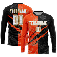 Custom Soccer Jersey, White Black Orange Sportswear Jersey Shirt, Athletic Mesh Moisture Wicking Jersey, Casual Gift for Men, Style Soccer0348