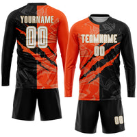Custom Soccer Jersey, White Black Orange Sportswear Jersey Shirt, Athletic Mesh Moisture Wicking Jersey, Casual Gift for Men, Style Soccer0348
