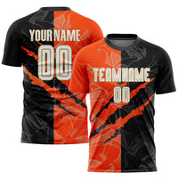 Custom Soccer Jersey, White Black Orange Sportswear Jersey Shirt, Athletic Mesh Moisture Wicking Jersey, Casual Gift for Men, Style Soccer0348