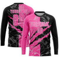 Custom Soccer Jersey, Pink Black White Sportswear Jersey Shirt, Athletic Mesh Moisture Wicking Jersey, Casual Gift for Men, Style Soccer0349