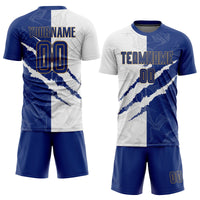 Custom Soccer Jersey, Royal White Old Gold Sportswear Jersey Shirt, Athletic Mesh Moisture Wicking Jersey, Casual Gift for Men