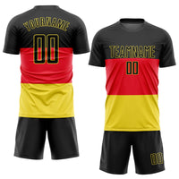 Custom Soccer Jersey, Red Black Gold Sportswear Jersey Shirt, Athletic Mesh Moisture Wicking Jersey, Casual Gift for Men