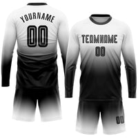 Custom Soccer Jersey, White Black Fashion Sportswear Jersey Shirt, Athletic Long Sleeve Mesh Jersey, Casual Gift for Men