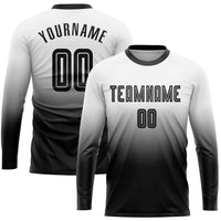 Custom Soccer Jersey, White Black Fashion Sportswear Jersey Shirt, Athletic Long Sleeve Mesh Jersey, Casual Gift for Men