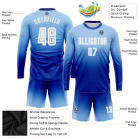 Custom Soccer Jersey, Light Blue White Royal Fashion Sportswear Jersey Shirt, Athletic Long Sleeve Mesh Jersey, Casual Gift for Men