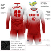 Custom Soccer Jersey, White Red Fashion Sportswear Jersey Shirt, Athletic Long Sleeve Mesh Jersey, Casual Gift for Men