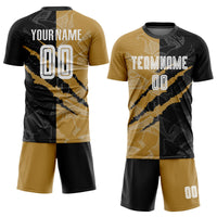 Custom Soccer Jersey, White Black Old Gold Sportswear Jersey Shirt, Athletic Mesh Moisture Wicking Jersey, Casual Gift for Men, Style Soccer0464