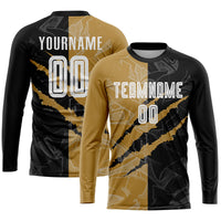 Custom Soccer Jersey, White Black Old Gold Sportswear Jersey Shirt, Athletic Mesh Moisture Wicking Jersey, Casual Gift for Men, Style Soccer0464