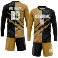 Custom Soccer Jersey, White Black Old Gold Sportswear Jersey Shirt, Athletic Mesh Moisture Wicking Jersey, Casual Gift for Men, Style Soccer0464