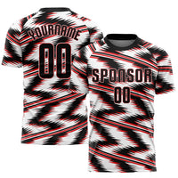 Custom Soccer Jersey, White Black Red Sportswear Jersey Shirt, Athletic Mesh Moisture Wicking Jersey, Casual Gift for Men, Style Soccer0466