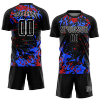 Custom Soccer Jersey, Black Royal Red Sportswear Jersey Shirt, Athletic Mesh Moisture Wicking Jersey, Casual Gift for Men