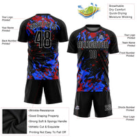 Custom Soccer Jersey, Black Royal Red Sportswear Jersey Shirt, Athletic Mesh Moisture Wicking Jersey, Casual Gift for Men