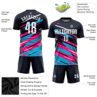 Custom Soccer Jersey, Navy White Pink Sportswear Jersey Shirt, Athletic Mesh Moisture Wicking Jersey, Casual Gift for Men