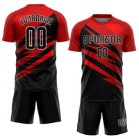 Custom Soccer Jersey, Red Black White Sportswear Jersey Shirt, Athletic Mesh Moisture Wicking Jersey, Casual Gift for Men, Style Soccer0552