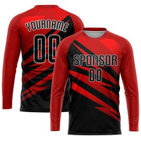 Custom Soccer Jersey, Red Black White Sportswear Jersey Shirt, Athletic Mesh Moisture Wicking Jersey, Casual Gift for Men, Style Soccer0552