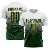 Custom Soccer Jersey, White Green Old Gold Sportswear Jersey Shirt, Athletic Mesh Moisture Wicking Jersey, Casual Gift for Men