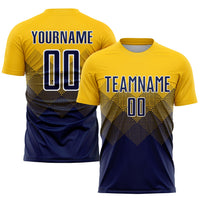 Custom Soccer Jersey, Gold Navy White Sportswear Jersey Shirt, Athletic Mesh Moisture Wicking Jersey, Casual Gift for Men, Style Soccer0613
