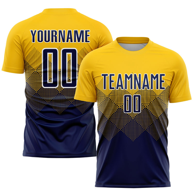 Custom Soccer Jersey, Gold Navy White Sportswear Jersey Shirt, Athletic Mesh Moisture Wicking Jersey, Casual Gift for Men, Style Soccer0613