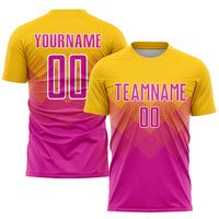 Custom Soccer Jersey, Gold Pink White Sportswear Jersey Shirt, Athletic Mesh Moisture Wicking Jersey, Casual Gift for Men