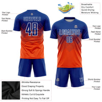 Custom Soccer Jersey, Orange Royal White Sportswear Jersey Shirt, Athletic Mesh Moisture Wicking Jersey, Casual Gift for Men