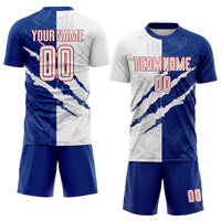 Custom Soccer Jersey, White Royal Red Sportswear Jersey Shirt, Athletic Mesh Moisture Wicking Jersey, Casual Gift for Men