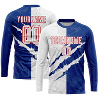 Custom Soccer Jersey, White Royal Red Sportswear Jersey Shirt, Athletic Mesh Moisture Wicking Jersey, Casual Gift for Men