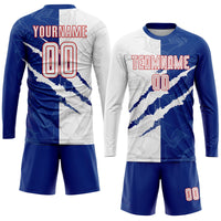 Custom Soccer Jersey, White Royal Red Sportswear Jersey Shirt, Athletic Mesh Moisture Wicking Jersey, Casual Gift for Men