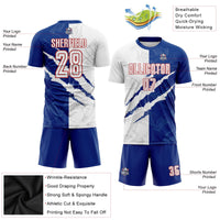 Custom Soccer Jersey, White Royal Red Sportswear Jersey Shirt, Athletic Mesh Moisture Wicking Jersey, Casual Gift for Men