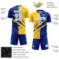 Custom Soccer Jersey, White Royal Yellow Sportswear Jersey Shirt, Athletic Mesh Moisture Wicking Jersey, Casual Gift for Men