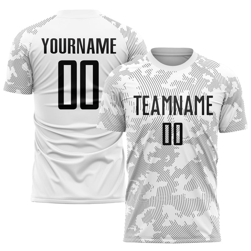 Custom Soccer Jersey, White Black Sportswear Jersey Shirt, Athletic Mesh Moisture Wicking Jersey, Casual Gift for Men