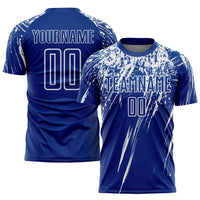 Custom Soccer Jersey, Royal White Sportswear Jersey Shirt, Athletic Mesh Moisture Wicking Jersey, Casual Gift for Men, Style Soccer0809