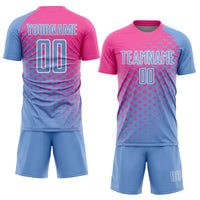 Custom Soccer Jersey, Light Blue Pink Sportswear Jersey Shirt, Athletic Mesh Moisture Wicking Jersey, Casual Gift for Men, Style Soccer0881