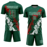 Custom Soccer Jersey, Green Red White Sportswear Jersey Shirt, Athletic Mesh Moisture Wicking Jersey, Casual Gift for Men