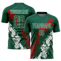 Custom Soccer Jersey, Green Red White Sportswear Jersey Shirt, Athletic Mesh Moisture Wicking Jersey, Casual Gift for Men