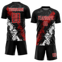 Custom Soccer Jersey, Black Red White Sportswear Jersey Shirt, Athletic Mesh Moisture Wicking Jersey, Casual Gift for Men, Style Soccer0938
