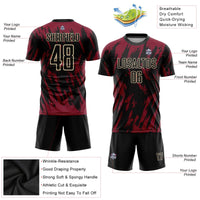 Custom Soccer Jersey, Crimson Black Cream Sportswear Jersey Shirt, Athletic Mesh Moisture Wicking Jersey, Casual Gift for Men, Style Soccer0961