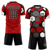 Custom Soccer Jersey, Red Black White Sportswear Jersey Shirt, Athletic Mesh Moisture Wicking Jersey, Casual Gift for Men, Style Soccer0974