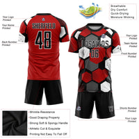 Custom Soccer Jersey, Red Black White Sportswear Jersey Shirt, Athletic Mesh Moisture Wicking Jersey, Casual Gift for Men, Style Soccer0974