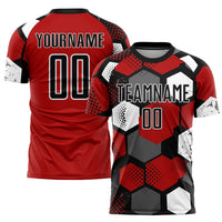 Custom Soccer Jersey, Red Black White Sportswear Jersey Shirt, Athletic Mesh Moisture Wicking Jersey, Casual Gift for Men, Style Soccer0974