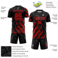 Custom Soccer Jersey, Black Red Sportswear Jersey Shirt, Athletic Mesh Moisture Wicking Jersey, Casual Gift for Men, Style Soccer0985