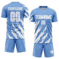 Custom Soccer Jersey, Light Blue White Sportswear Jersey Shirt, Athletic Mesh Moisture Wicking Jersey, Casual Gift for Men, Style Soccer0995