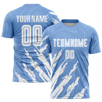Custom Soccer Jersey, Light Blue White Sportswear Jersey Shirt, Athletic Mesh Moisture Wicking Jersey, Casual Gift for Men, Style Soccer0995