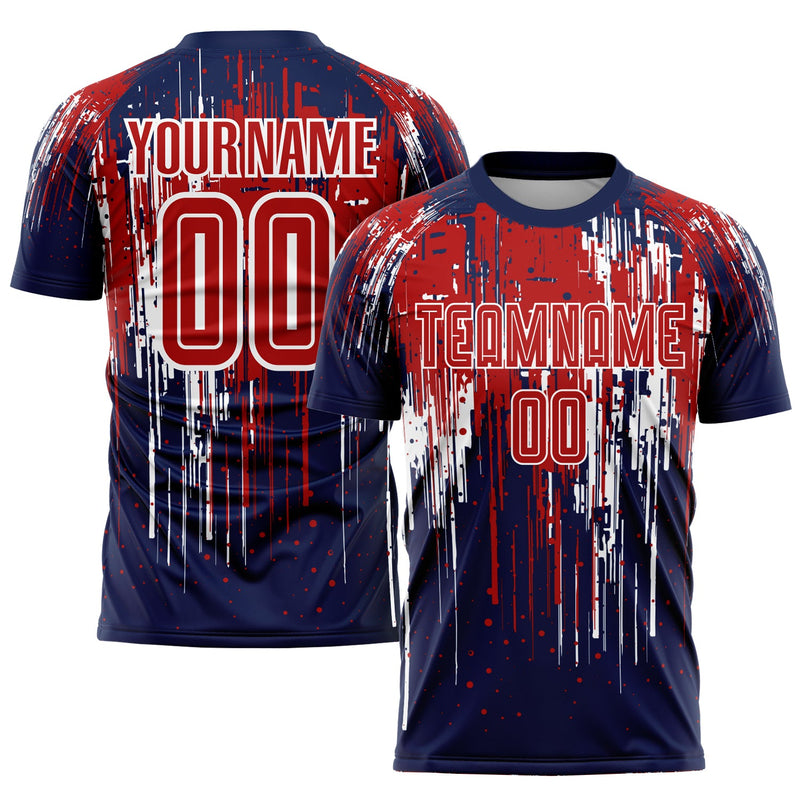 Custom Soccer Jersey, Red Royal White Sportswear Jersey Shirt, Athletic Mesh Moisture Wicking Jersey, Casual Gift for Men, Style Soccer1004