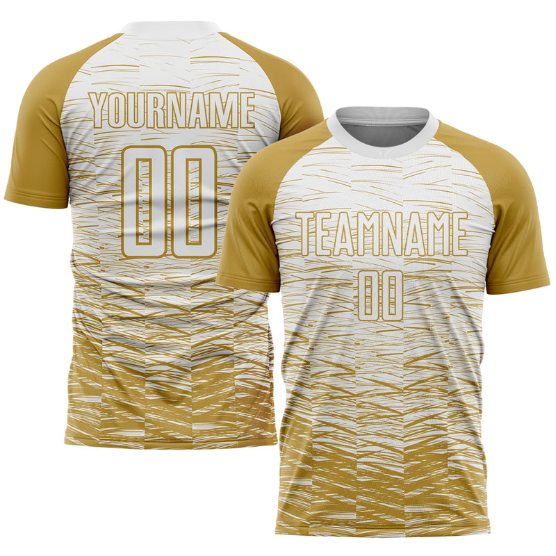 Custom Soccer Jersey, Old Gold White Sportswear Jersey Shirt, Athletic Mesh Moisture Wicking Jersey, Casual Gift for Men, Style Soccer1018
