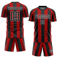 Custom Soccer Jersey, Red Black White Sportswear Jersey Shirt, Athletic Mesh Moisture Wicking Jersey, Casual Gift for Men, Style Soccer1077