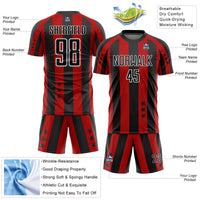 Custom Soccer Jersey, Red Black White Sportswear Jersey Shirt, Athletic Mesh Moisture Wicking Jersey, Casual Gift for Men, Style Soccer1077