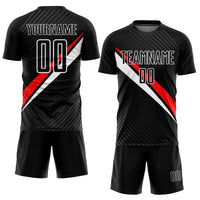 Custom Soccer Jersey, Black Red White Sportswear Jersey Shirt, Athletic Mesh Moisture Wicking Jersey, Casual Gift for Men, Style Soccer1287