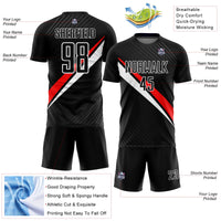 Custom Soccer Jersey, Black Red White Sportswear Jersey Shirt, Athletic Mesh Moisture Wicking Jersey, Casual Gift for Men, Style Soccer1287