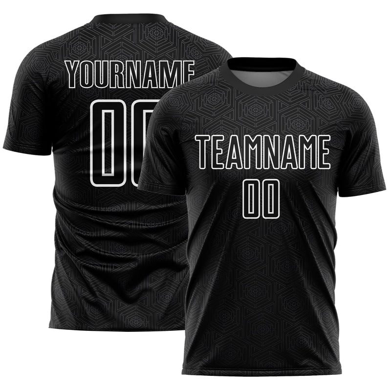 Custom Soccer Jersey, Black White Sportswear Jersey Shirt, Athletic Mesh Moisture Wicking Jersey, Casual Gift for Men, Style Soccer1476