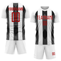 Custom Soccer Jersey, White Red Black Sportswear Jersey Shirt, Athletic Mesh Moisture Wicking Jersey, Casual Gift for Men, Style Soccer1855